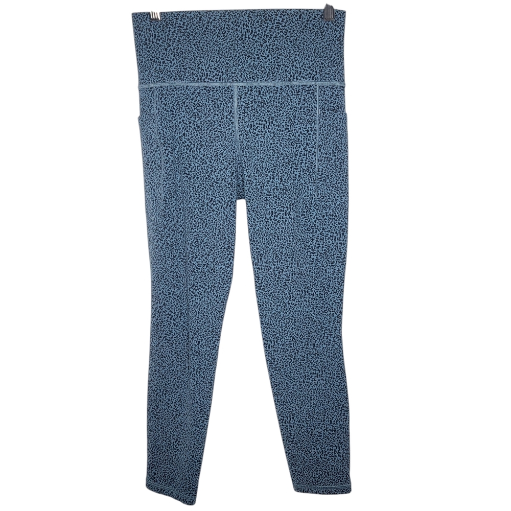 Athleta Salutation Stash‎ II Textured Tight Blue Leopard Print Leggings Small S